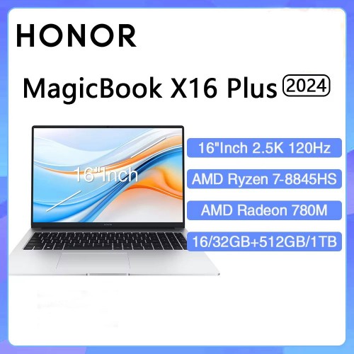 Ноутбук HONOR MagicBook X16 Plus R7-8845HS/16G/512G/IPS2560x1600/серебристый